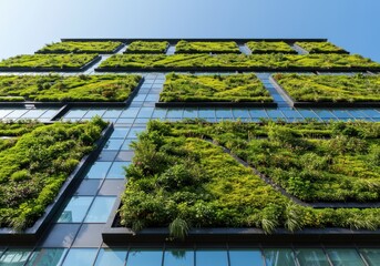 Modern building with lush vertical garden