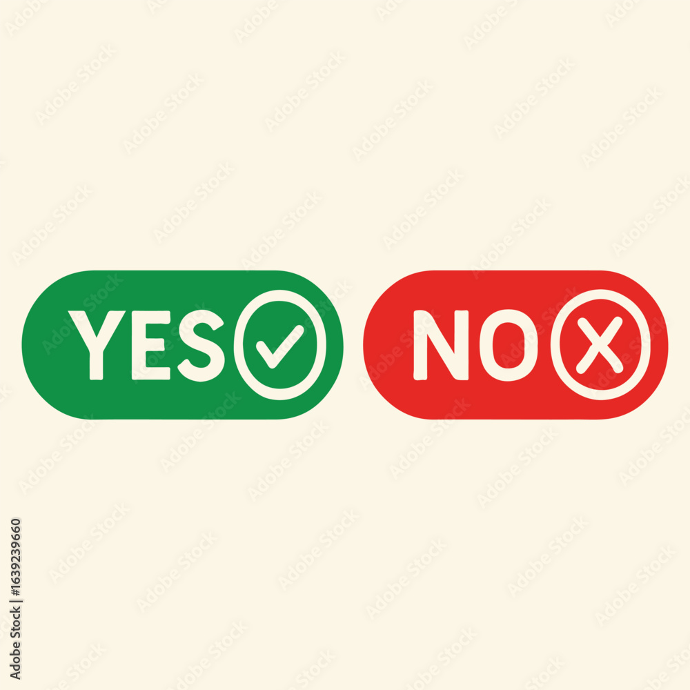 Poster yes and no button set, decision icons with tick and cross for app, website, and ui. transparent png 