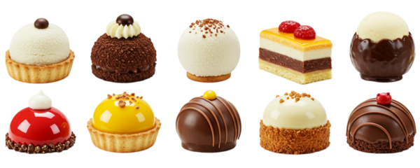 A large and colorful assortment of gourmet petit fours and chocolate bonbons. This luxurious collection showcases a variety of handcrafted confectionery for special occasions.