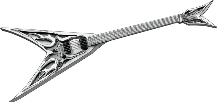 Gray electric guitar graphic illustration