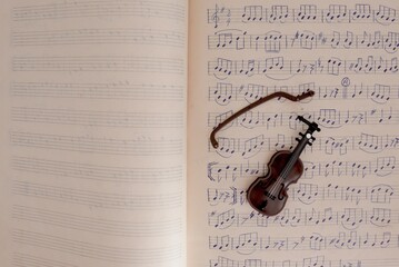 music notes on the old paper
