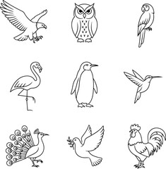 Detailed animal line art silhouette isolated on white background