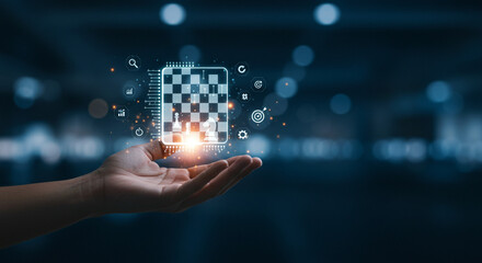 High-Resolution Stock Photo of Businesswoman Exploring Dynamic Holographic Data Visualizations for Corporate Planning