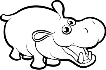 A hippo cartoon character safari animal illustration