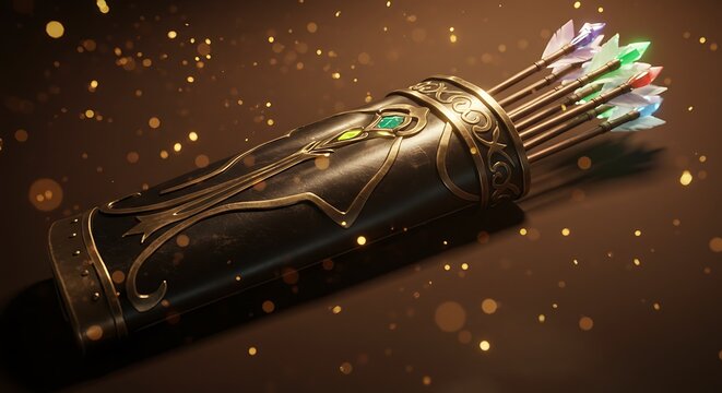 Mystical quiver with jeweled arrows, ready for adventure