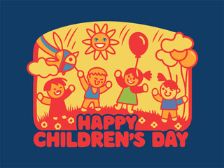 Happy Children Day Concept Vector Art & Graphics 