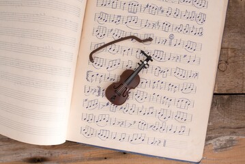 old book on a wooden table