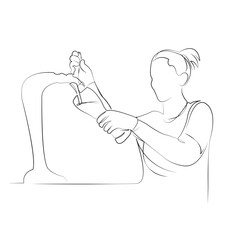 One continuous line drawing on white isolated background. Minimalism linear illustration. barkeeper, drink, woman, person, female, cocktail, girl, alcohol, bar, working