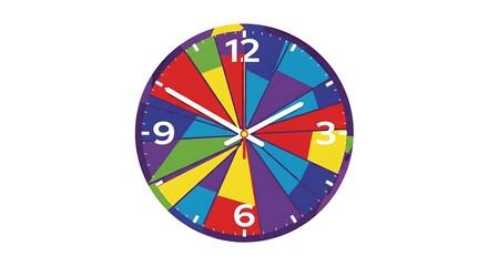 Obraz premium Colorful clock face with abstract, geometric design; showing time, vibrant colors.