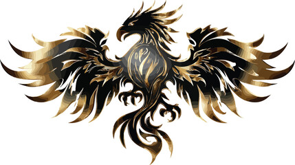 Obraz premium Majestic golden phoenix illustration
