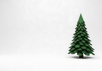 Small green christmas tree isolated on white background, a symbol of the holiday season