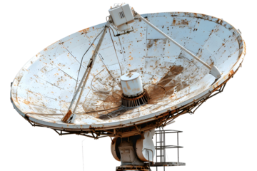 Large Rusty Satellite Dish in Outdoor Setting with Weathered Surface