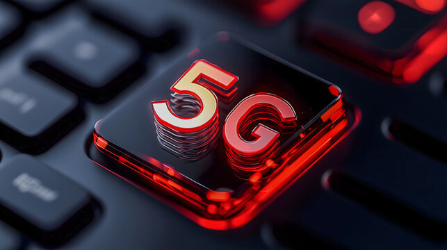 Fifth generation network technology icon inside a raised keyboard key