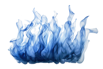 Vibrant blue flames dance gracefully, showcasing their fluid motion against a clean backdrop ready for creative use in design and art