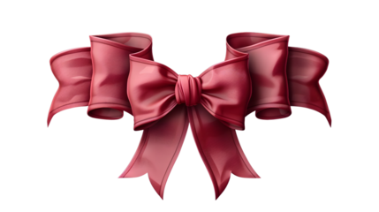 Elegant Red Ribbon Bow with Flowing Tails for Decoration