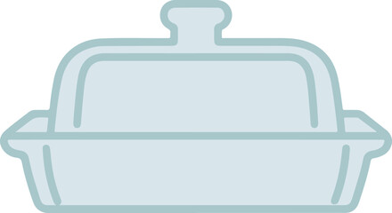 Butter Dish with Lid Color Vector Design