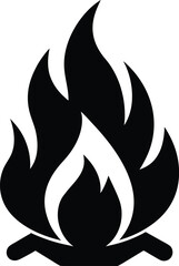 Stylized campfire flame icon silhouette isolated on transparent background