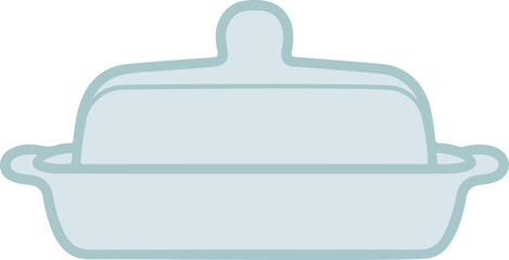 Butter Dish with Lid Color Vector Design