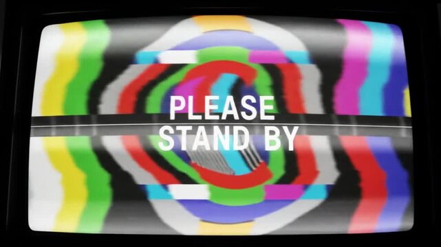 Retro TV Signal, Please Stand By. Old Technology, Vintage Broadcast.