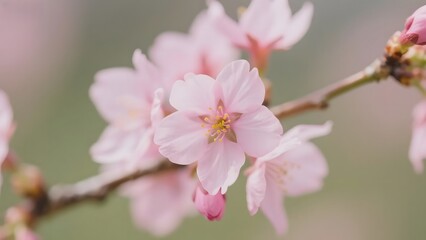 Obraz premium Delicate Pink Cherry Blossoms in Full Bloom