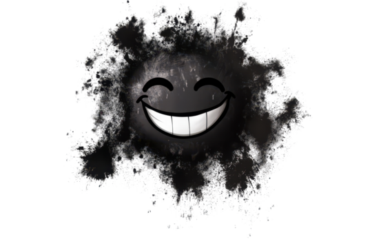 Smiling face emoticon graffiti with black background found on an urban wall reflecting creativity and street art culture in a vibrant neighborhood - Powered by Adobe