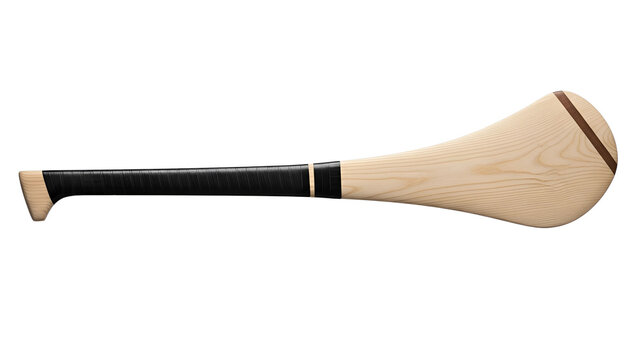 Isolated hurley stick equipment for gaelic games irish sport traditional ash wood handle grip athletic tool on transparent background