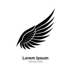 Obraz premium Stylized black wing silhouette with detailed feathers isolated on a clean white background for graphic design isolated on white background