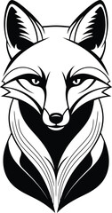 Stylized Fox Head Illustration with Sharp Lines A Striking Black and White Depiction of an Animal in an Artistic Fashion