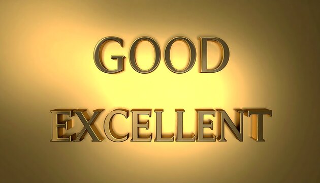Gold text "GOOD EXCELLENT" on a gold background - Powered by Adobe