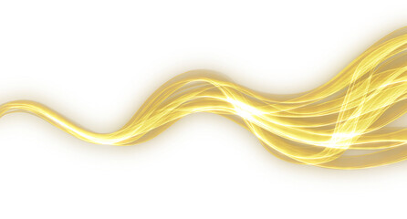 Glowing Golden Ribbon Energy Effect isolated on transparent background