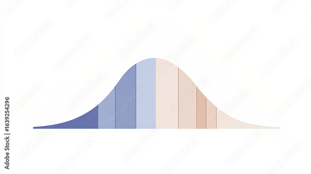 Poster a smooth, stylized curve in varying shades of blue and beige, resembling a probability distribution 
