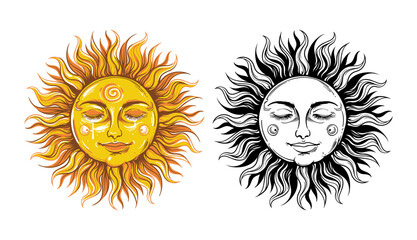Artistic celestial sun design symbolizing warmth, peace, and cosmic energy