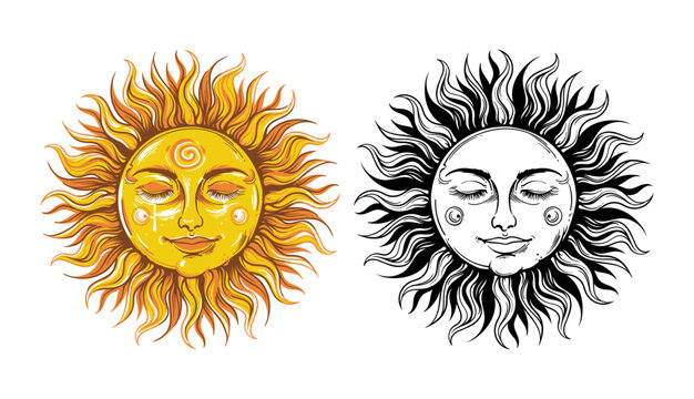 Artistic celestial sun design symbolizing warmth, peace, and cosmic energy