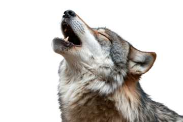 Wolf howling at the moon in a forest clearing during nighttime to communicate with its pack and assert territory