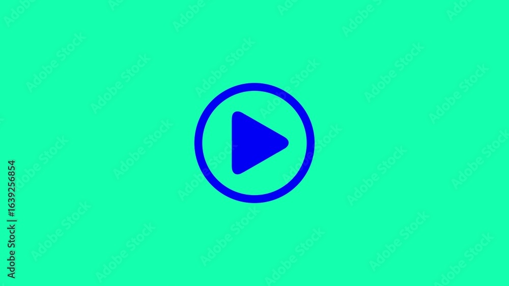 Poster blue play button icon inside a circle on a bright green background image