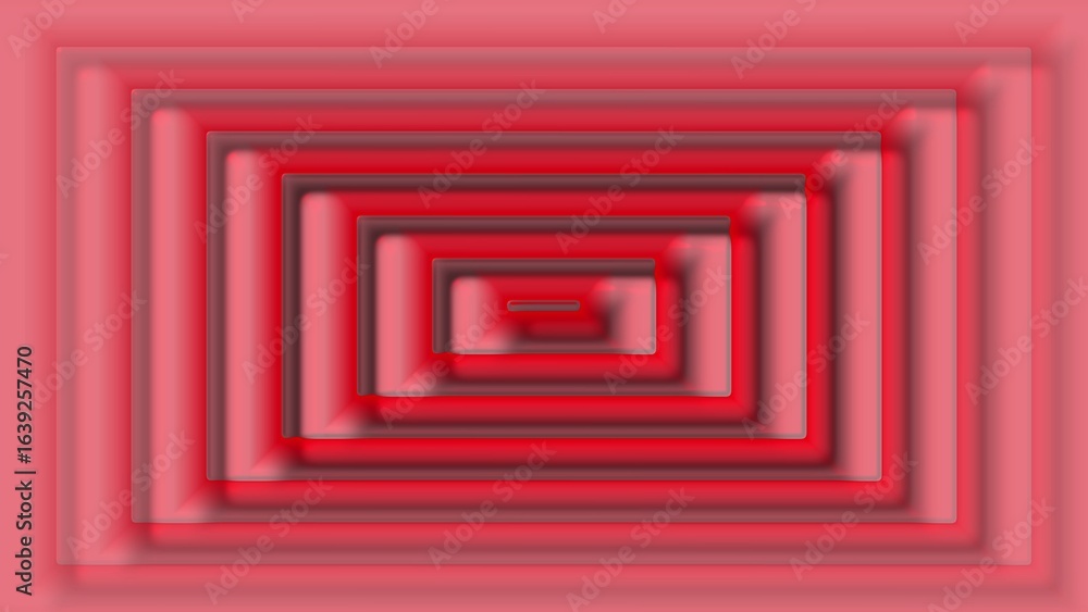 Aufkleber concentric red rectangles with gradient effect creating a 3 d illusion on a pink background