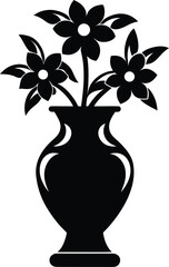 vase with flowers on transparent background