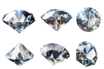 Fototapeta premium Collection of brilliantly cut diamonds showcasing various angles on a transparent background, perfect for jewelry design or luxury advertising