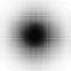 Black and white halftone dot pattern with a retro circle texture and light effect