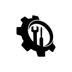 INDUSTRIAL ENGINEERING LOGO ICON DESIGN VECTOR BLACK AND WHITE