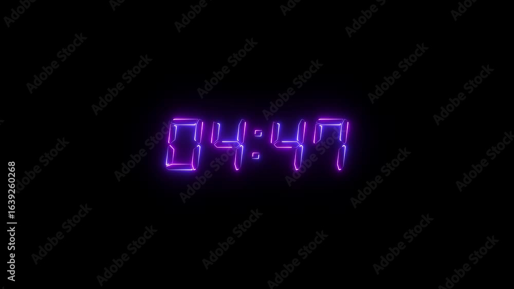 Poster five minute digital timer. 5 minute digital negative countdown sci-fi light effects electronic prote