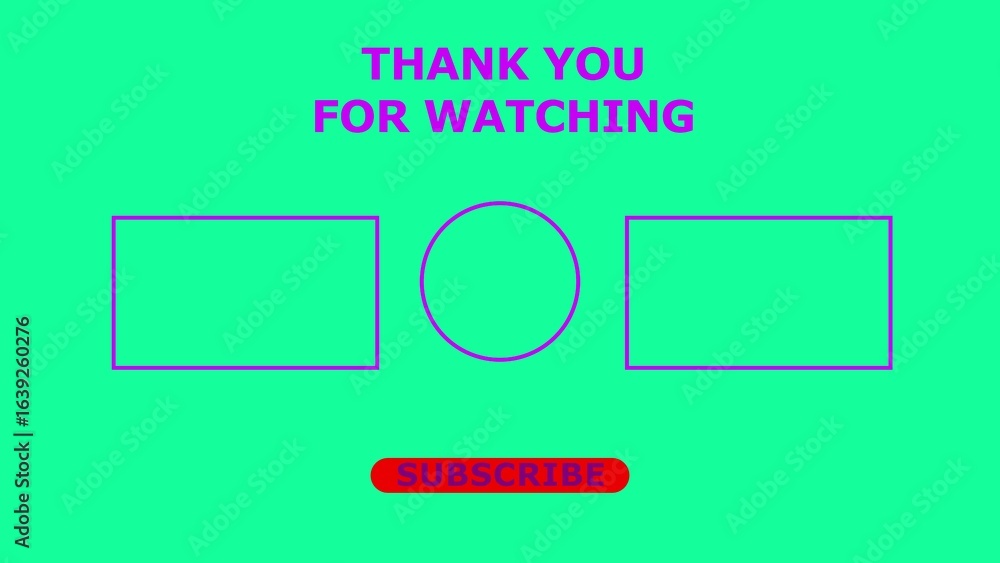 Poster green background with purple text thank you for watching and subscribe button with recommendation bo
