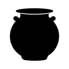 Silhouette of a large clay water pot for irrigation use in fields on white background rustic style  