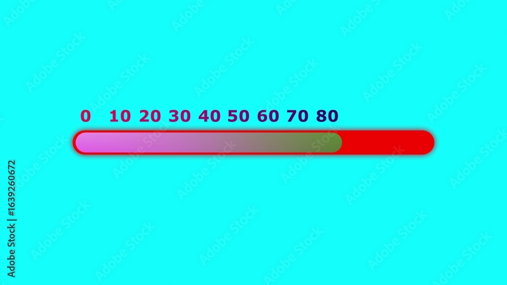 Poster progress bar illustration with numbers and color gradient on a turquoise background