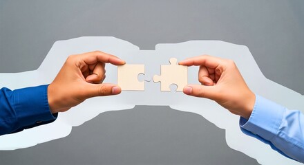 Collaboration and Unity: A visual representation of collaboration and unity, with two hands carefully aligning two puzzle pieces, symbolizing the joining of forces and shared goals.