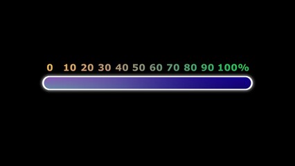 Progress Bar Graphic with Percentage Values from Zero to One Hundred Percent on Black Background