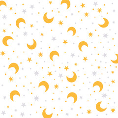 MOON AND STARS PATTERN DESIGN VECTOR IN WHITE BACKGROUND
