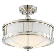 Elegant Nickel and Opal Glass SemiFlush Mount Ceiling Light Fixture