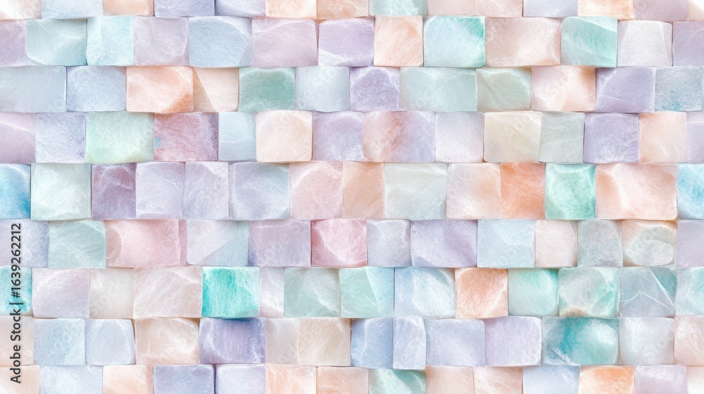 Wall mural seamless pattern of pastel mosaic tile wall with a subtle textured and 3d effect.