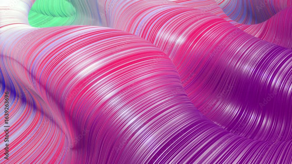 Poster flowing fabric abstraction: 4k seamless loop. dynamic and artistic animation of flowing fabric creat